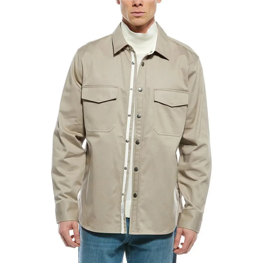 Rag Bone Shirt Mens Small Tan Canvas Snap Button Up Overshirt Cpo