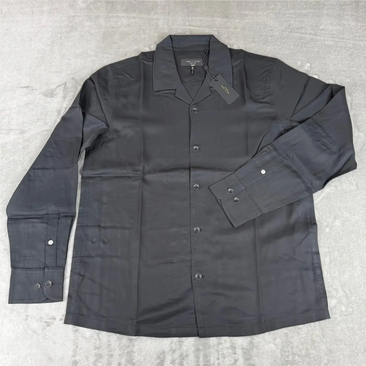 Rag Bone Alan Long Sleeve Shirt Mens Medium Black Button-up