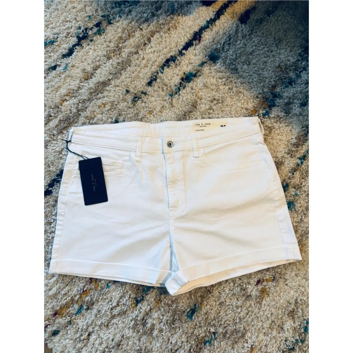 Rag Bone Dylan Denim Mid Rise Shorts White Size 31 Waist 10/12