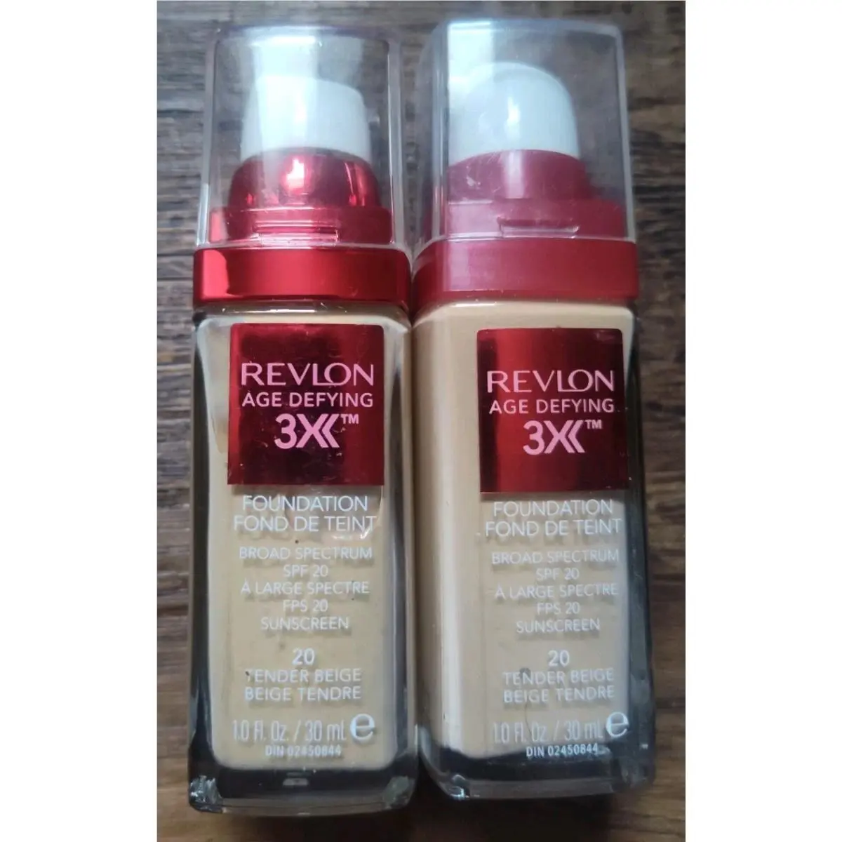 2 Pack Revlon Age Defying 3X Liquid Foundation 20 Tender Beige 1 fl oz Each