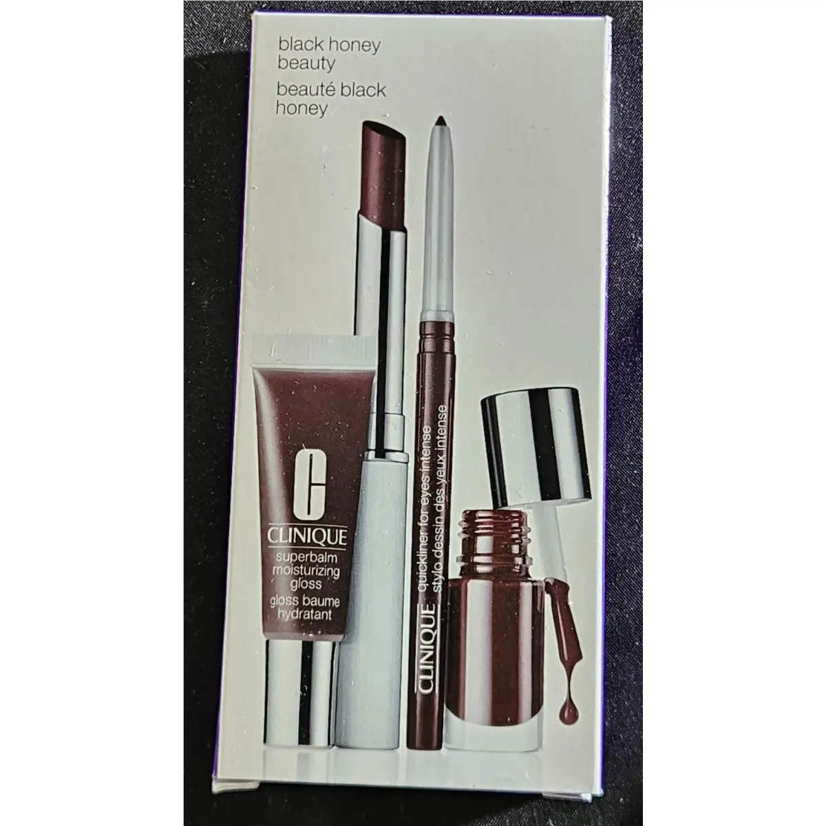 Clinique Almost Lipstick Black Honey Set Nail + Gloss+ Quickliner