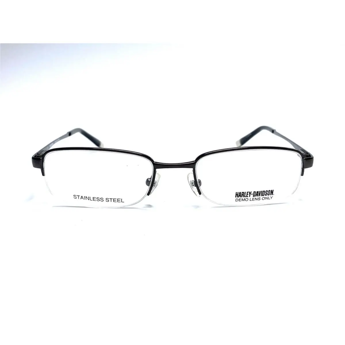 Harley Davidson Metal Rectangular Half Rim Glasses HD424 Black Gun 51 19 140