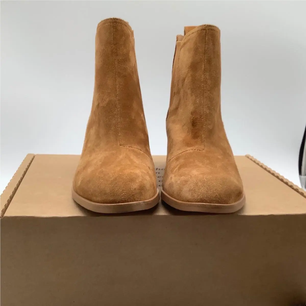 Rag Bone Rover Camel Brown Suede Chelsea Ankle Boots Block Heel Size 37