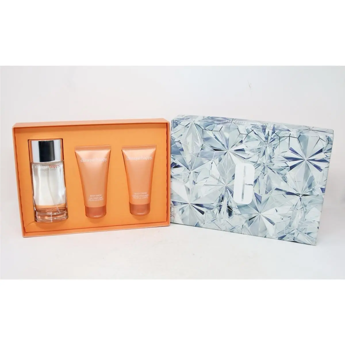 Clinique Absolutely Happy 3 Pcs Set 3.4oz Edp 2.5 Body Cream Wash