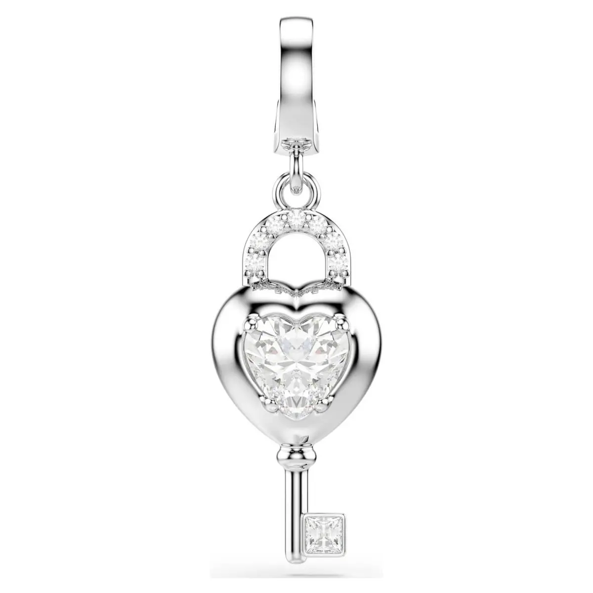 Idyllia Charm Mixed Cuts Heart with Key White Rhodium Plated 5742957 by Swarovski