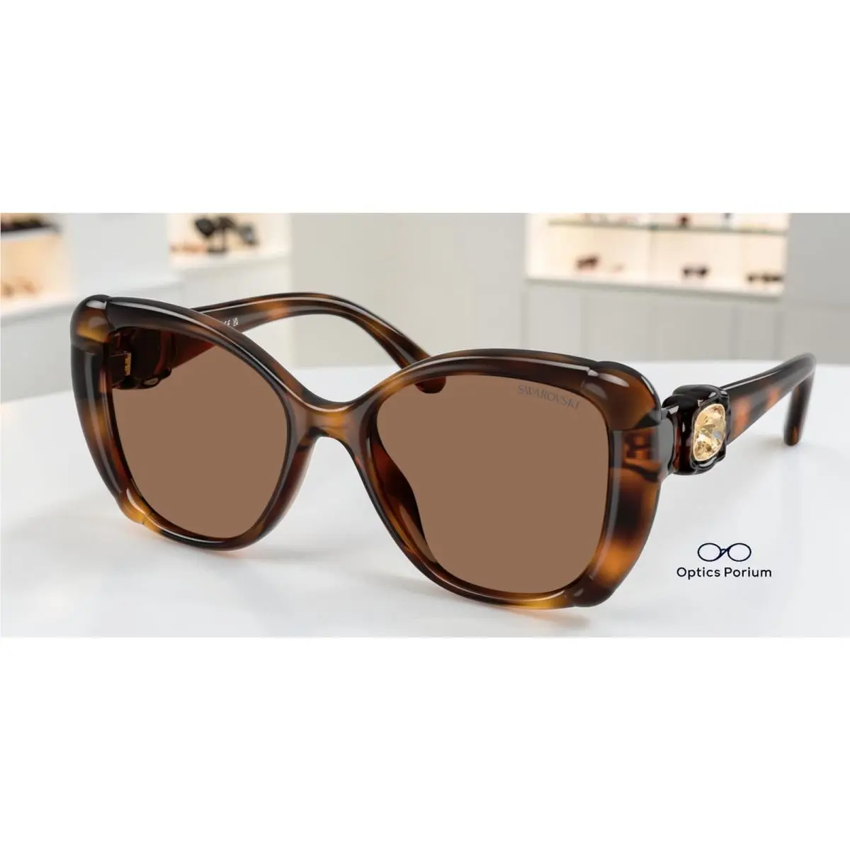 SK6051U 100273 Havana Dark Brown 53 mm Women`s Sunglasses by Swarovski