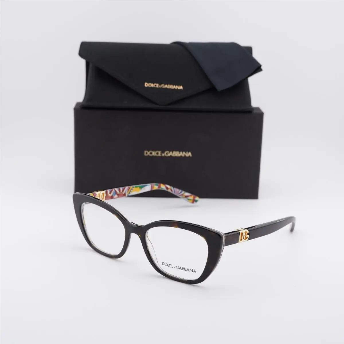 Dolce Gabbana DG3398 3217 Havana On White Barrow 54mm Eyeglasses