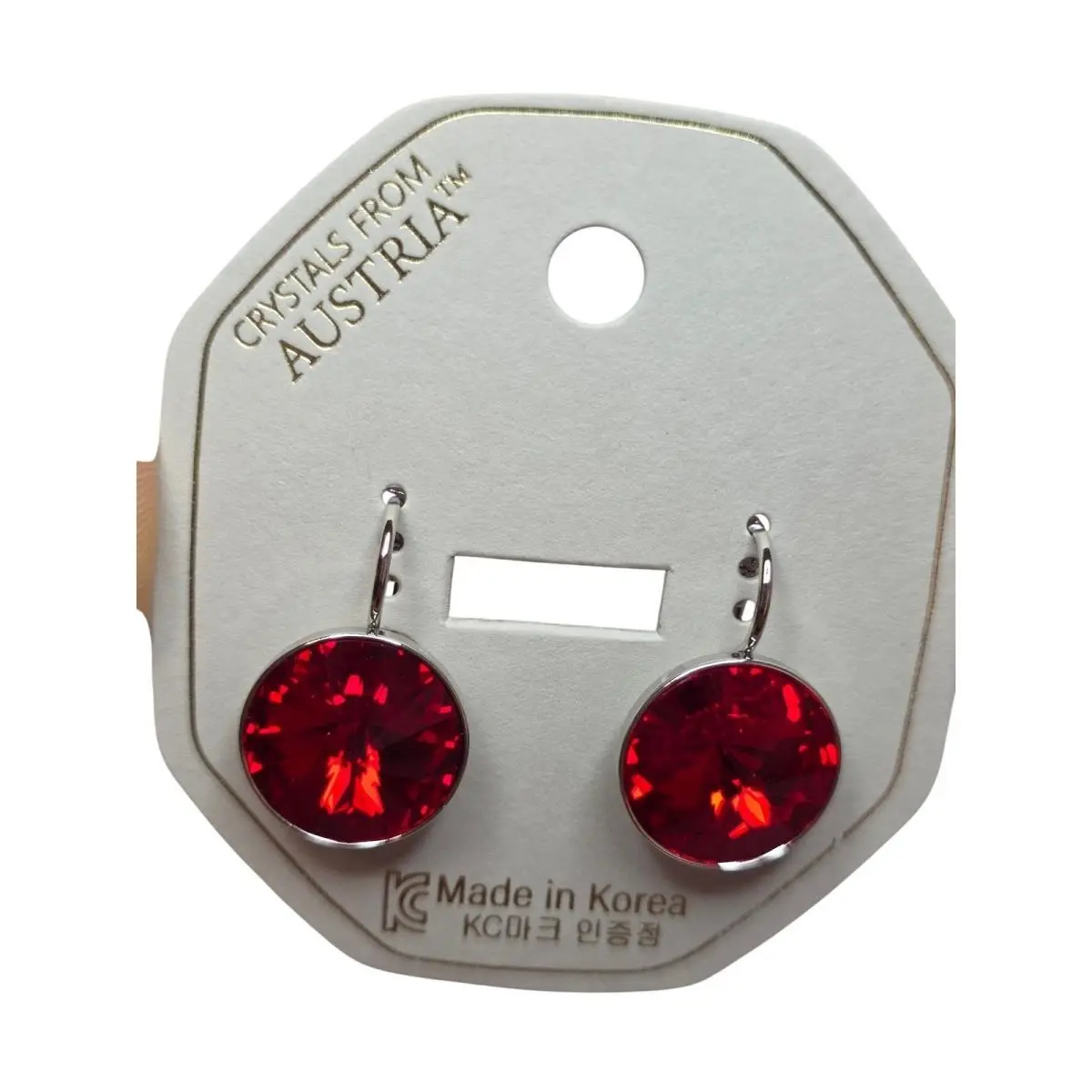 elements Lt Siam/red Round Leverback Earrings 15mmPlatinum Plated by Swarovski