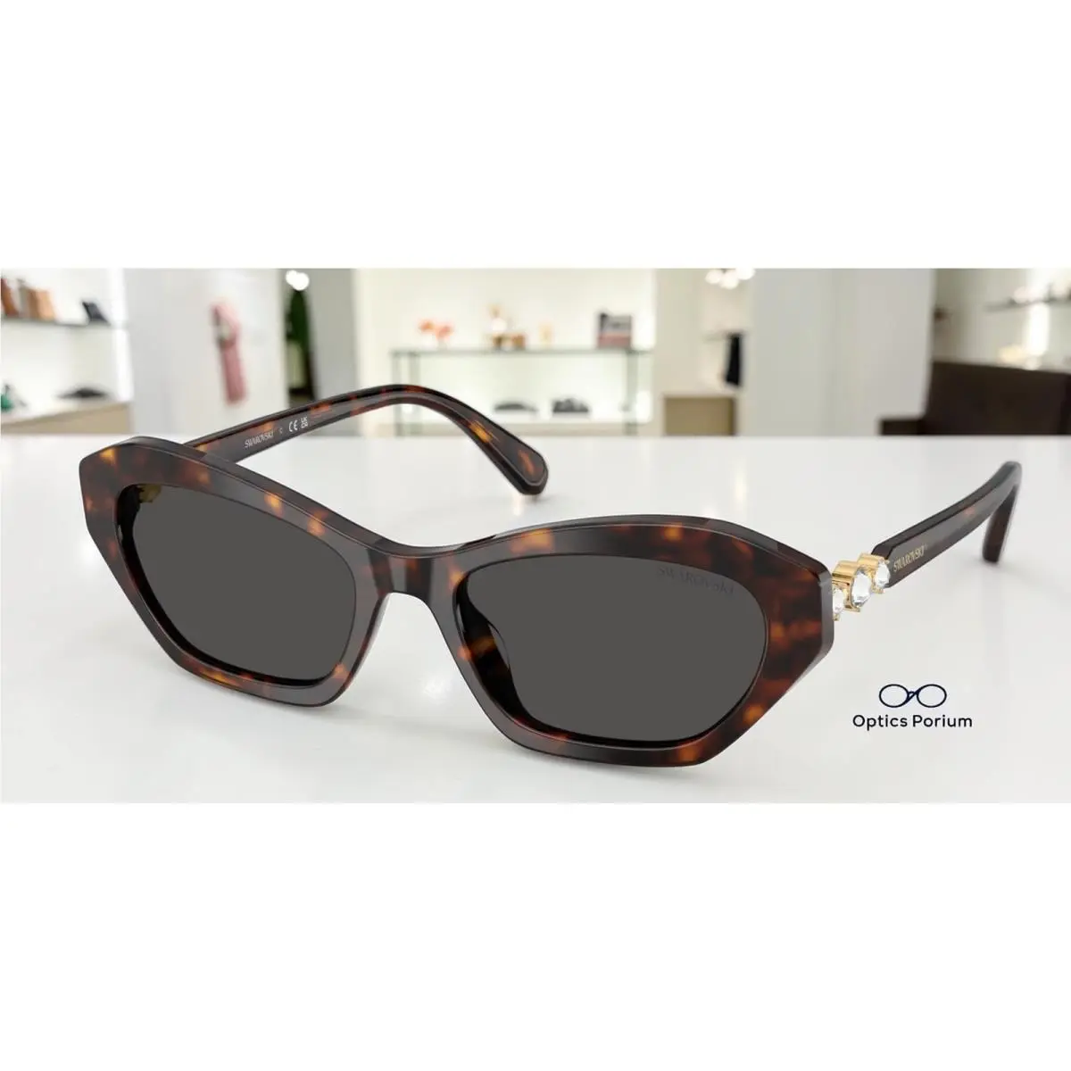 SK6048 100287 Havana Dark Grey 54 mm Women`s Sunglasses by Swarovski