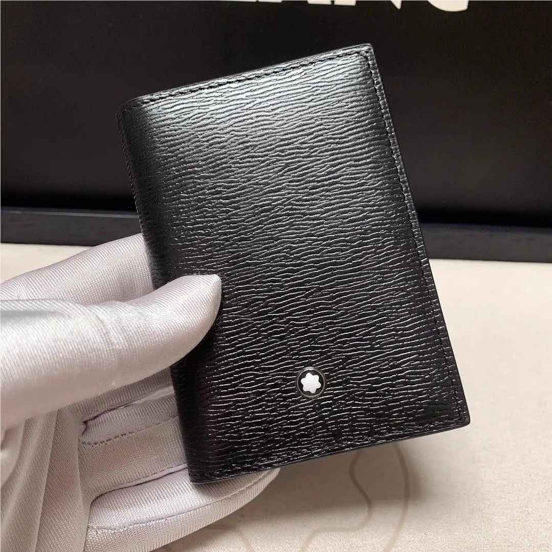 Montblanc 4810 Meisterstuck Men`s Black Leather 4CC Card Holder Wallet