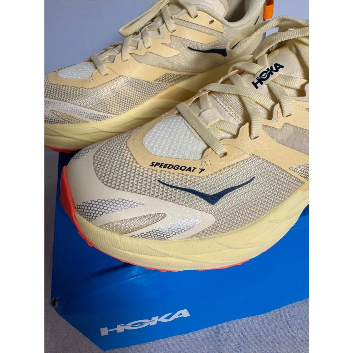 Hoka shoes - Hoka Speedgoat 7 - Speedgoat - 1171929-VWN - Yellow, Orange, Neon Flame, Vintage Yellow (UPC: 198605521553) 5