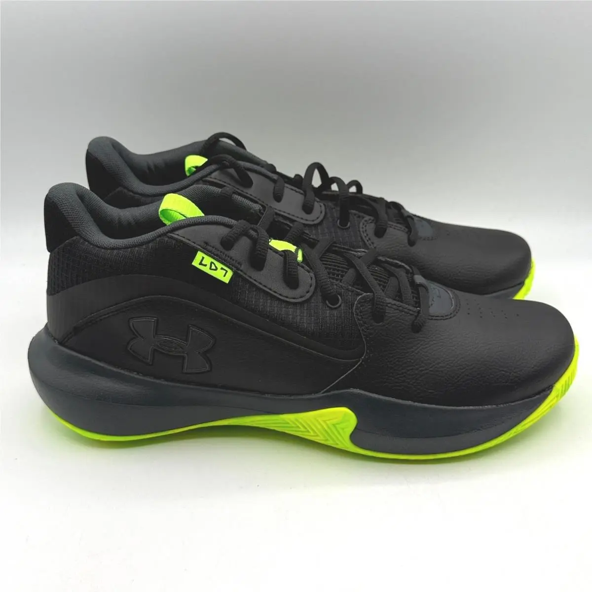 Under Armour Lockdown 7 Men 10.5 Black Neon Green Basketball Shoes 3028512-006