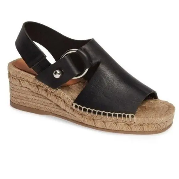 Rag Bonearc Leather Wedge Espadrilles Size 9.5