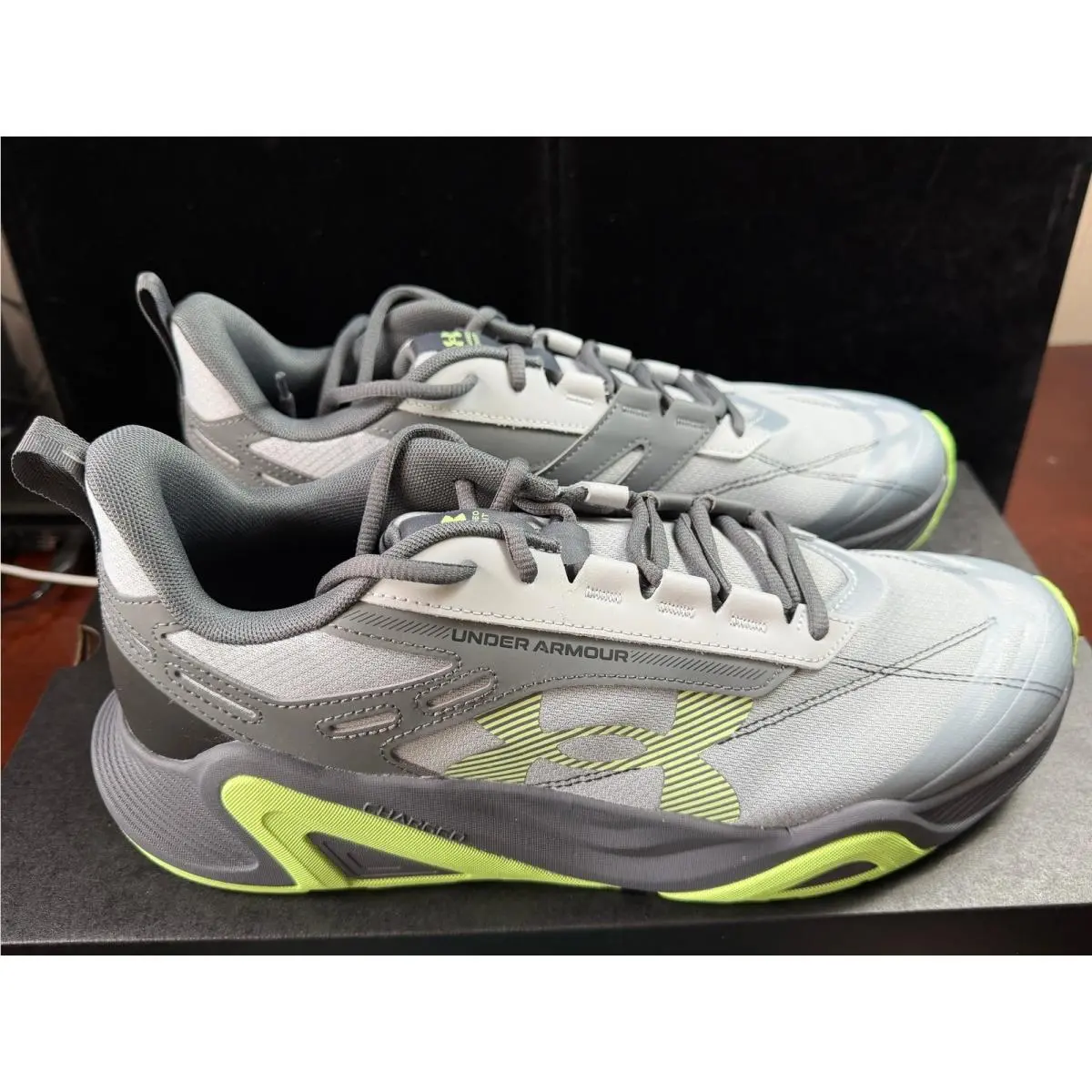 Under Armour Charged Commit TR 5 Mens Training Shoes Grey Lime SZ 13 3026113-001