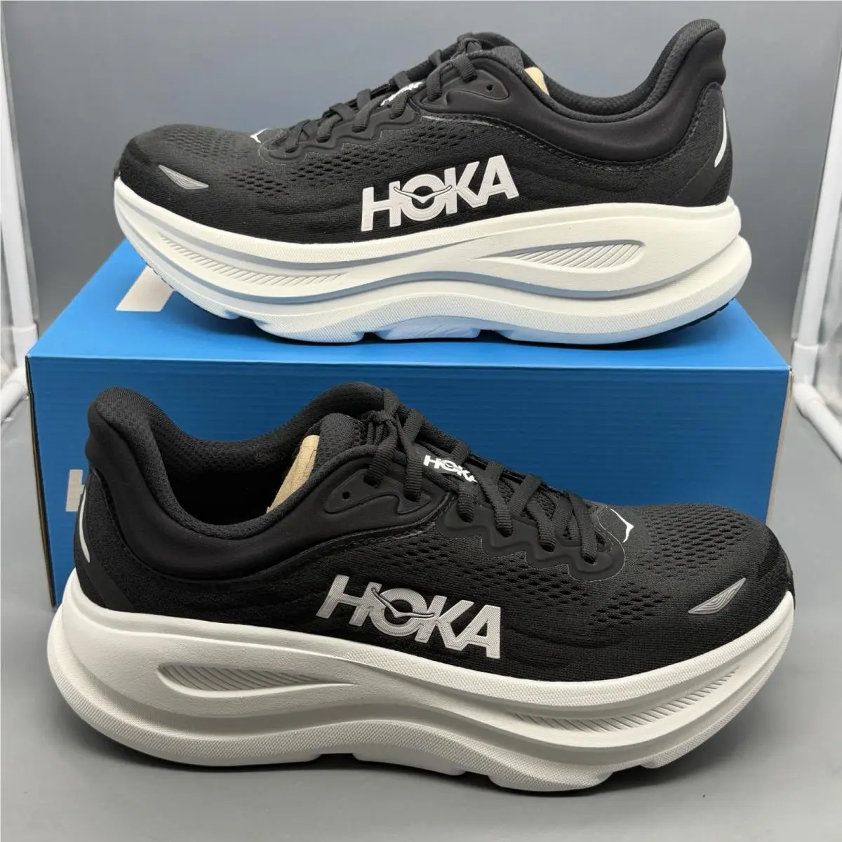 Hoka One One Bondi 9 Men’s Size 9 D Running Shoes Gym Training Black White