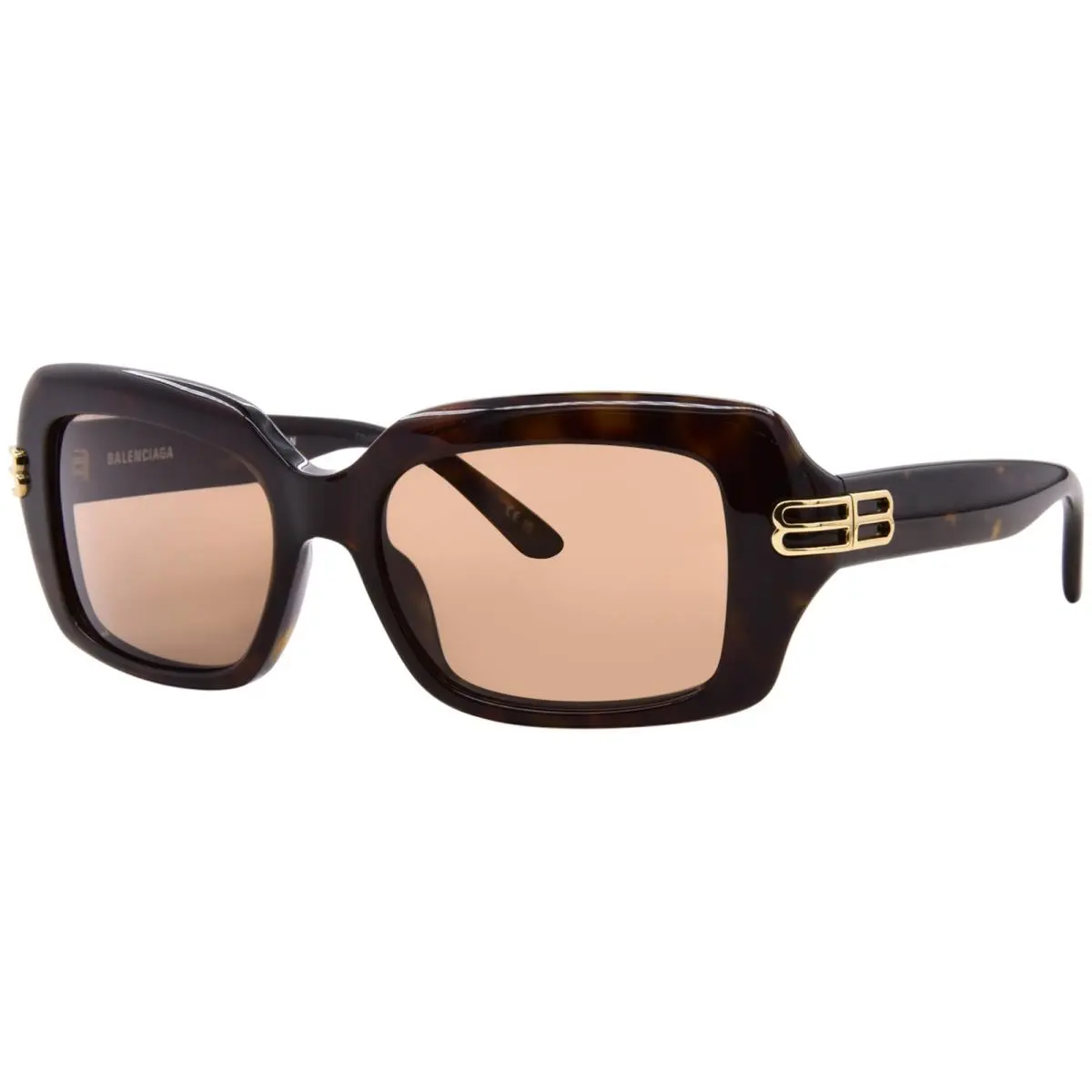 BB0465S 002 Sunglasses Women’s Havana/brown Rectangle Shape 56mm by Balenciaga