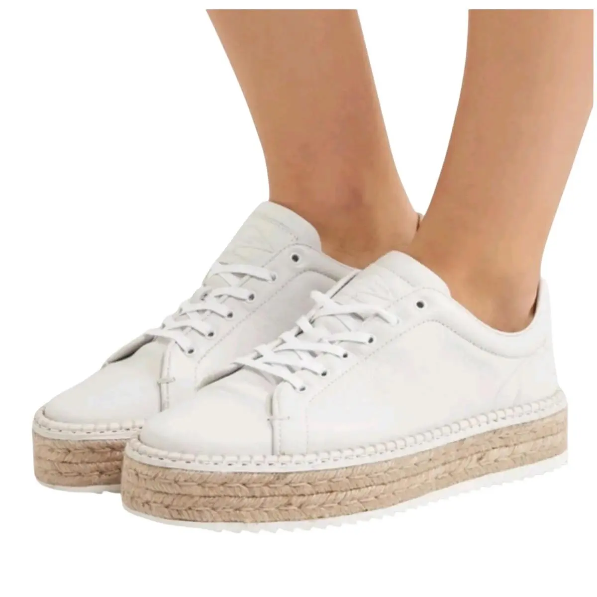 Rag Bone White Leather Espadrille Platform Sneakers Low Top Lace Up Womens 11