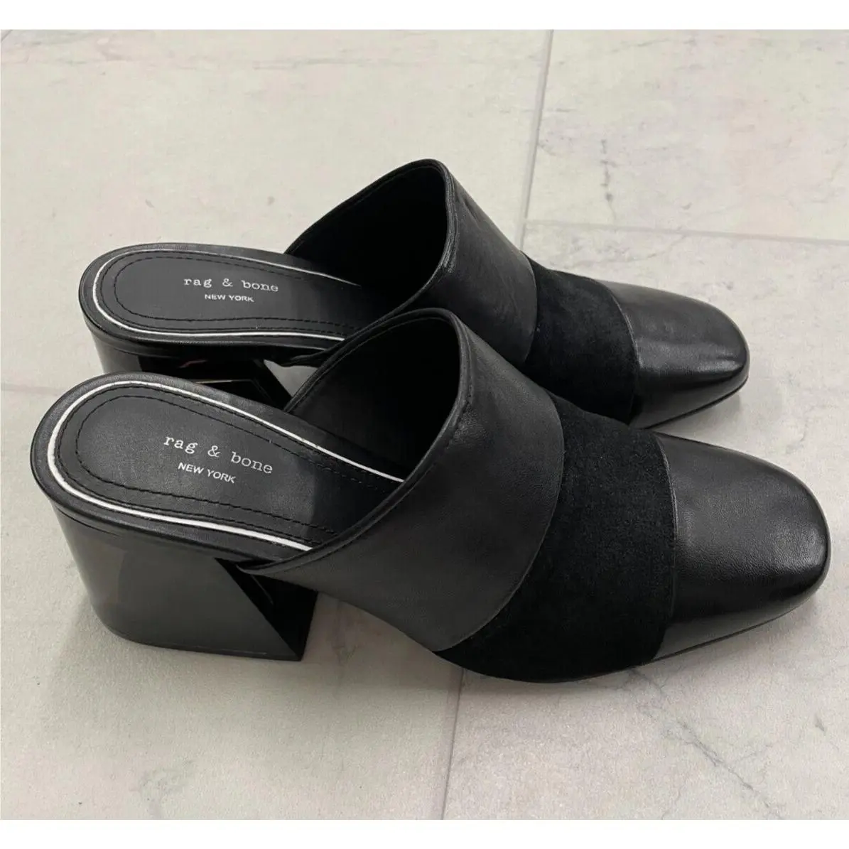 Rag Bone Millie Leather Heel Mule In Black Size: 38 US 8
