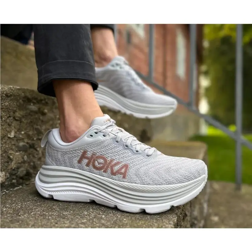 Hoka One Women`s Graviota 5 Running Athletic Sneakers Hmrg Gray Rose Gold 9.5