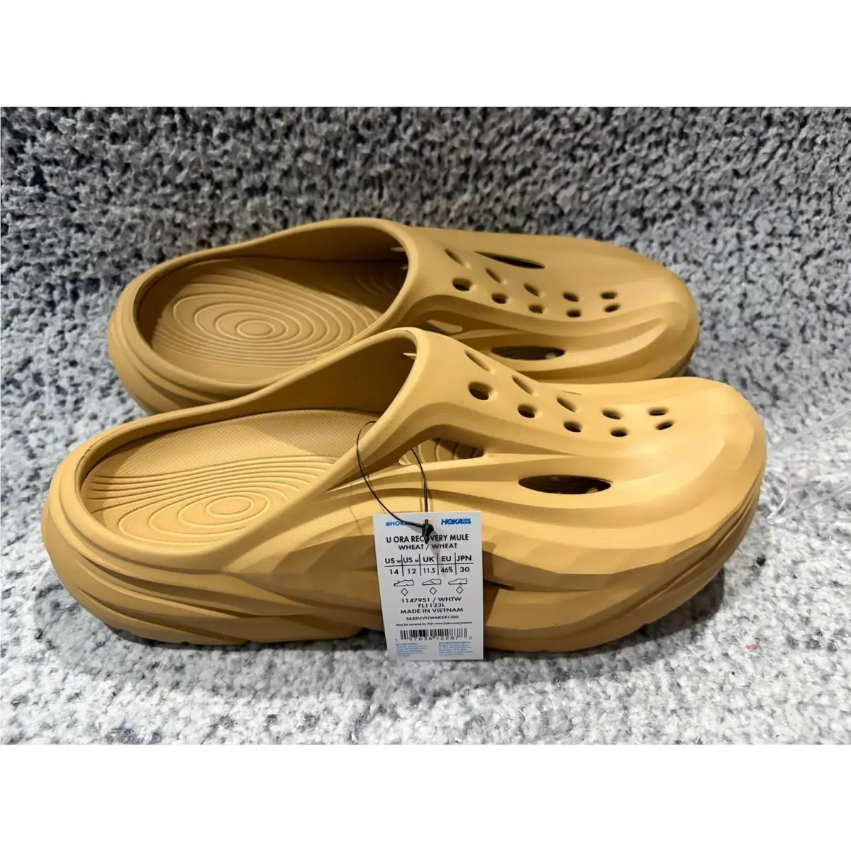 Hoka Ora Recovery Mule Wheat Wheat Men`s Size 12 Recovery Clogs Slides 1147951