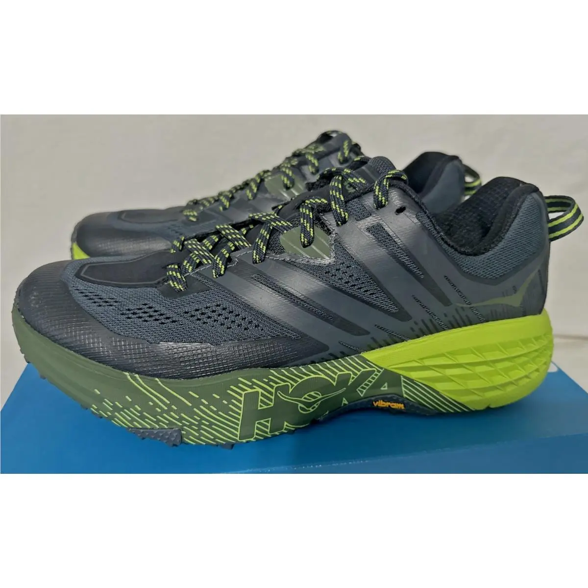 Hoka One One Speedgoat 3 Ebony / Black / Lime 1099733 Eblc Men`s Size 9