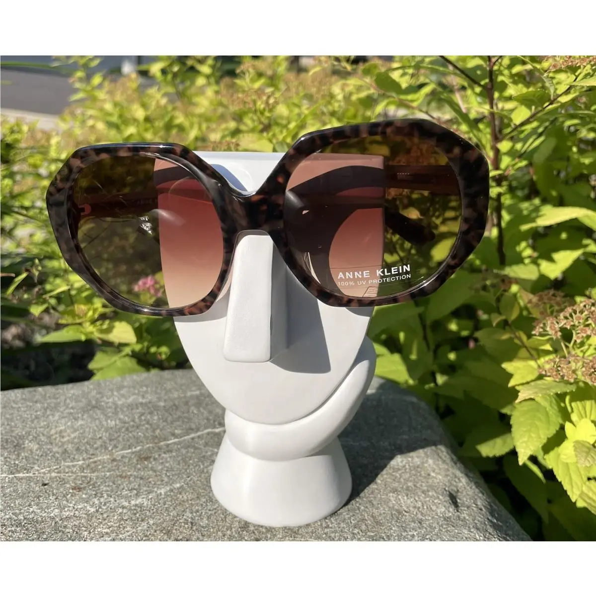 Anne Klein Sunglasses Mocha Tortoise Square Frames with Brown Lenses