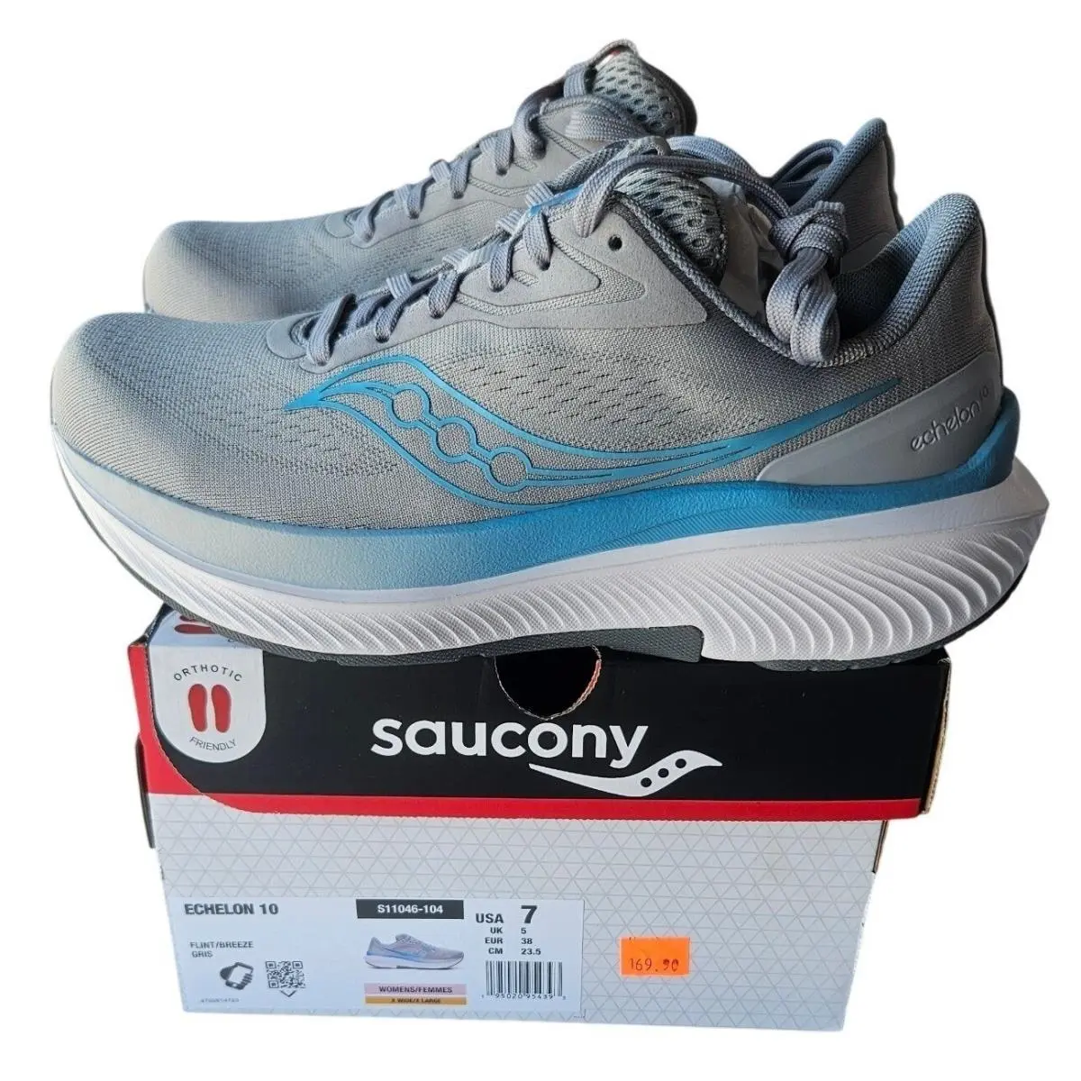 Saucony Echelon 10 Womens Running Flint Breeze Grey Blue S11046-104 Size 7 XW - Gray