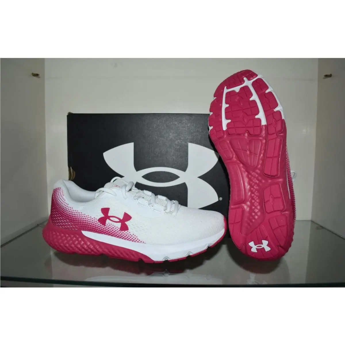Under Armour Rogue 4 Women`s Running Shoes White/pink 3027005 106 Size 9