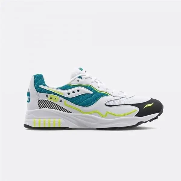 Saucony 3D Grid Hurricane White Green Neon Running Shoes Mens Size 10