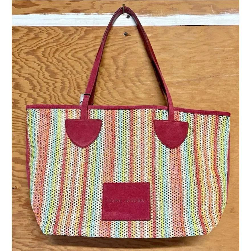 W/tags Marc Jacobs Nylon Mesh Large Tote Rhubarb Multicolor Suede Nordstrom