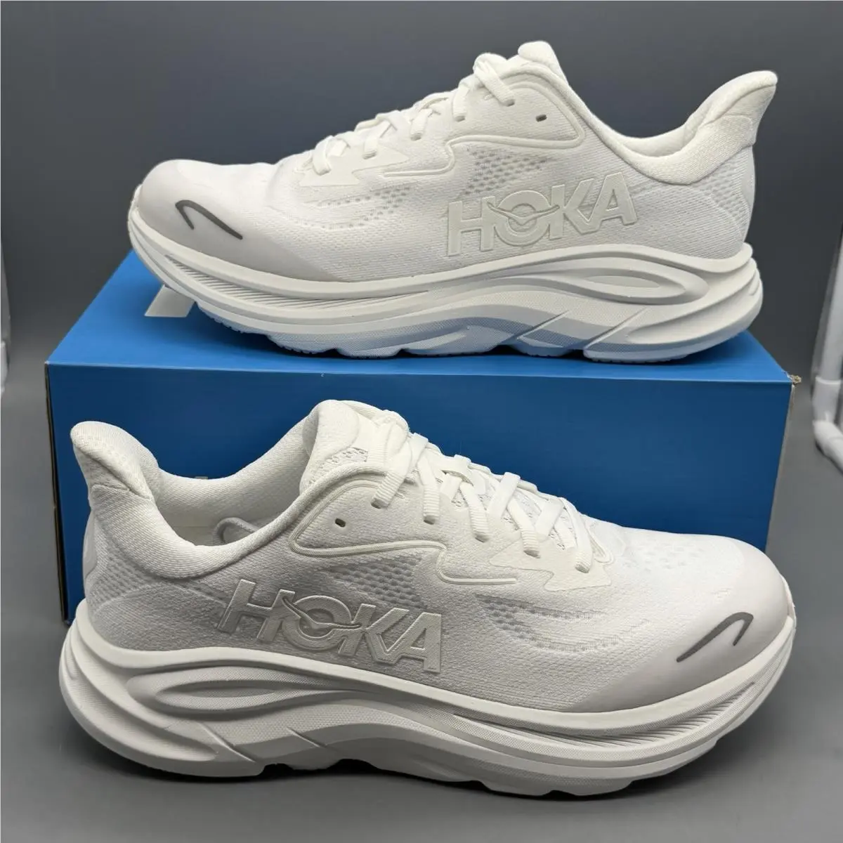 Hoka One One Clifton 10 Youth/mens 7 Women’s 8 Running Shoes Triple White