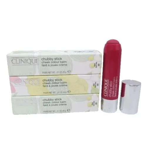 Clinique Chubby Stick Cheek Colour Balm 03 Roly Poly Rosy 0.21 OZ Boxed Lot OF 3
