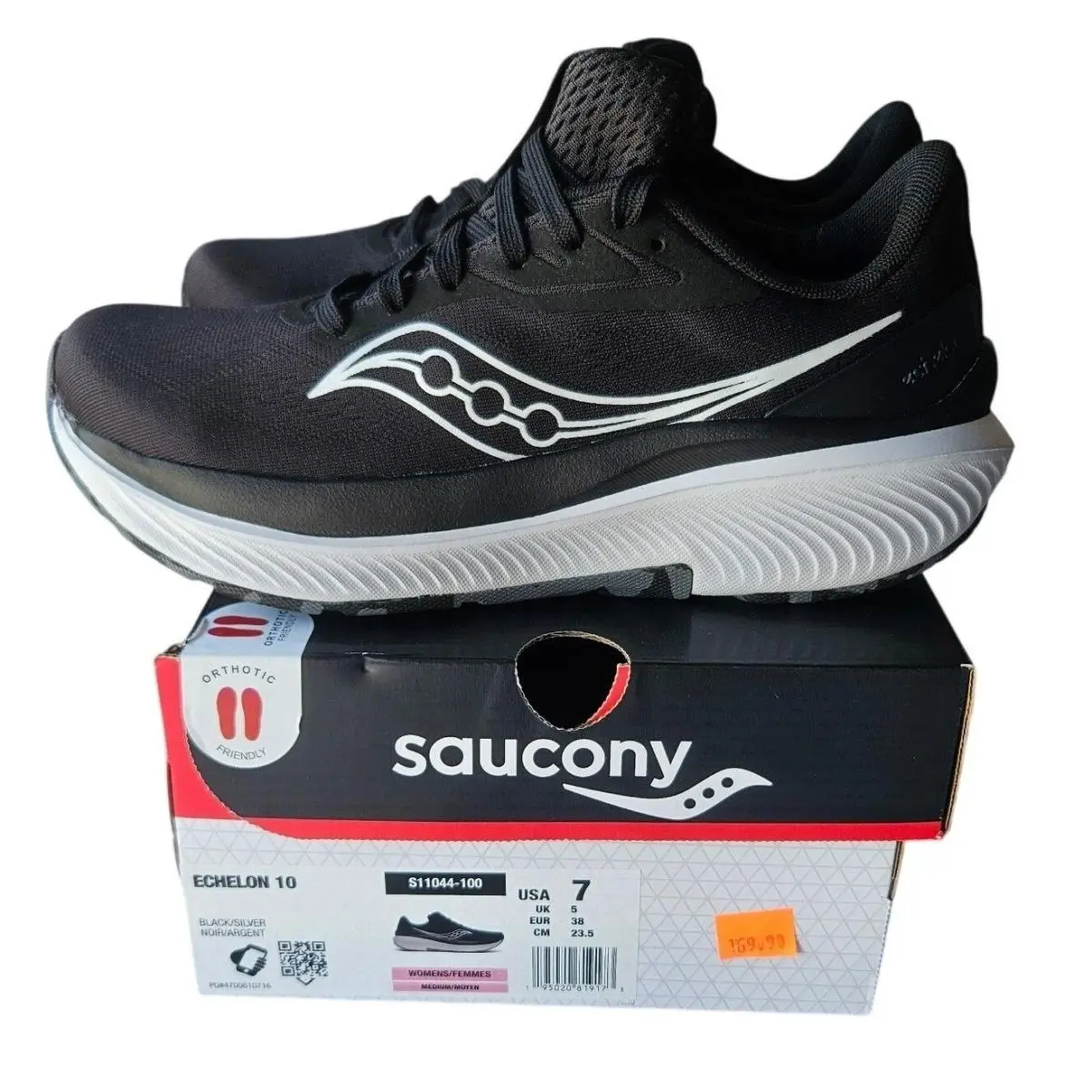 Saucony Echelon 10 Womens Running Shoes Black Silver S11044-100 Size 7 Medium - Black