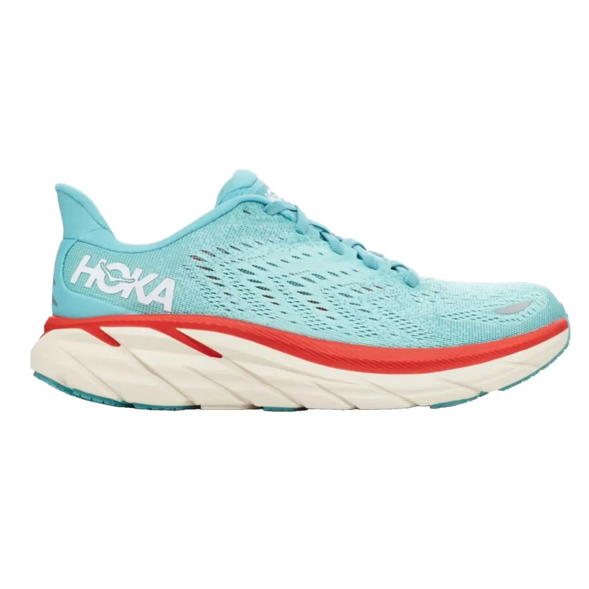 Hoka Women`s Clifton 8 Running Shoes 9 US B Aquarelle Eggshell /blue Rare