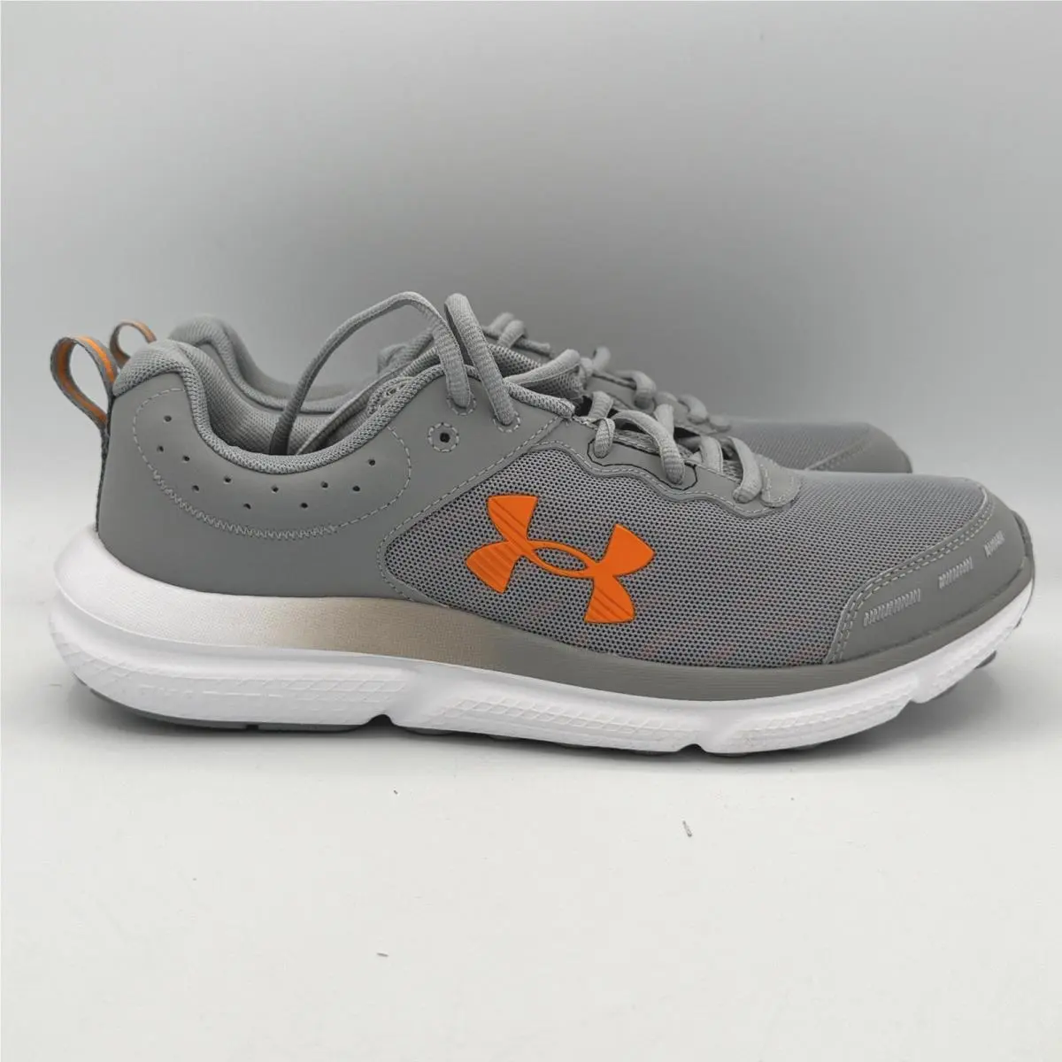 Under Armour Charged Assert 10 Shoes Mens 8.5 Grey Orange Running 3026175-105