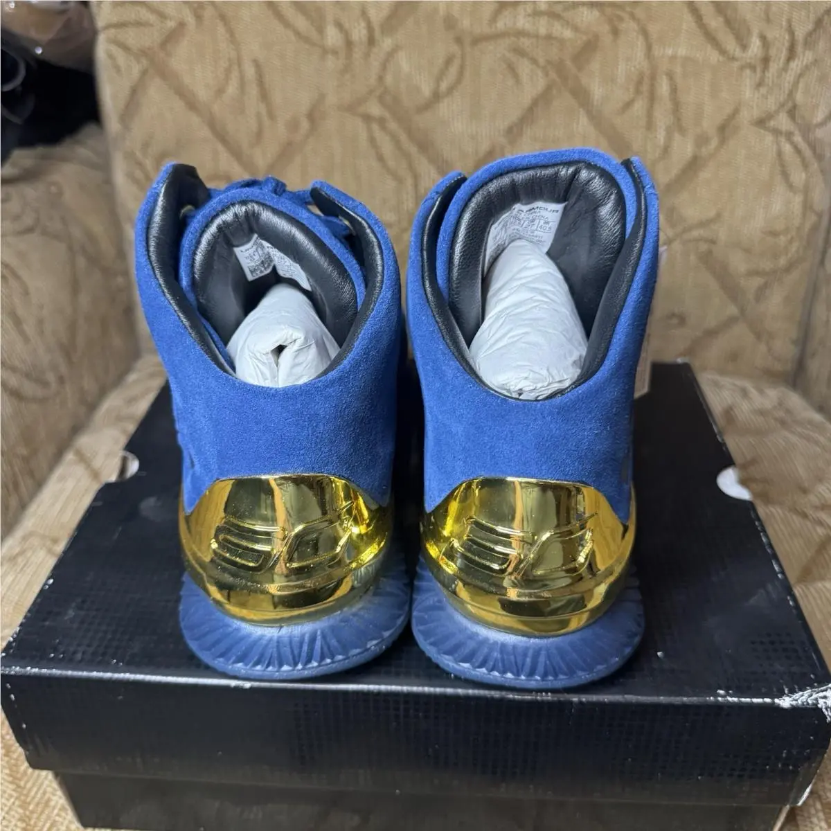 Under Armour shoes - Under Armour Curry 1 Lux - 1296617-997 - Blue, Manufacturer: Blackout Navy/Metallic Gold 3