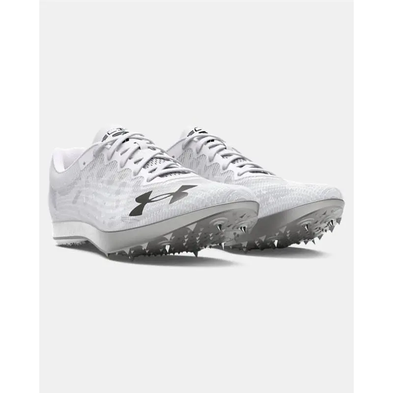 Under Armour Shakedown Elite Track Spikes White Gray Running Racing Shoes
