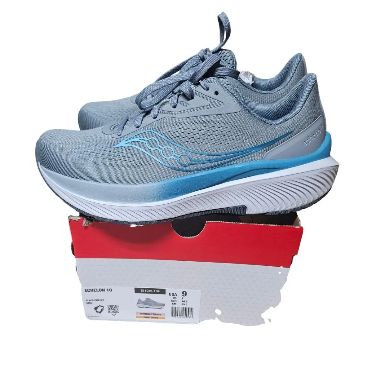Saucony Echelon 10 Womens 9 X-wide Running Shoes Flint Breeze S11046-104