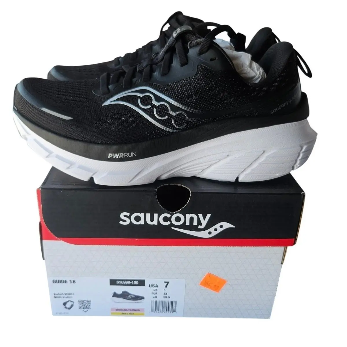 Saucony Guide 18 Womens Running Shoes Black White Wide S10999-100 Size 7 Wide
