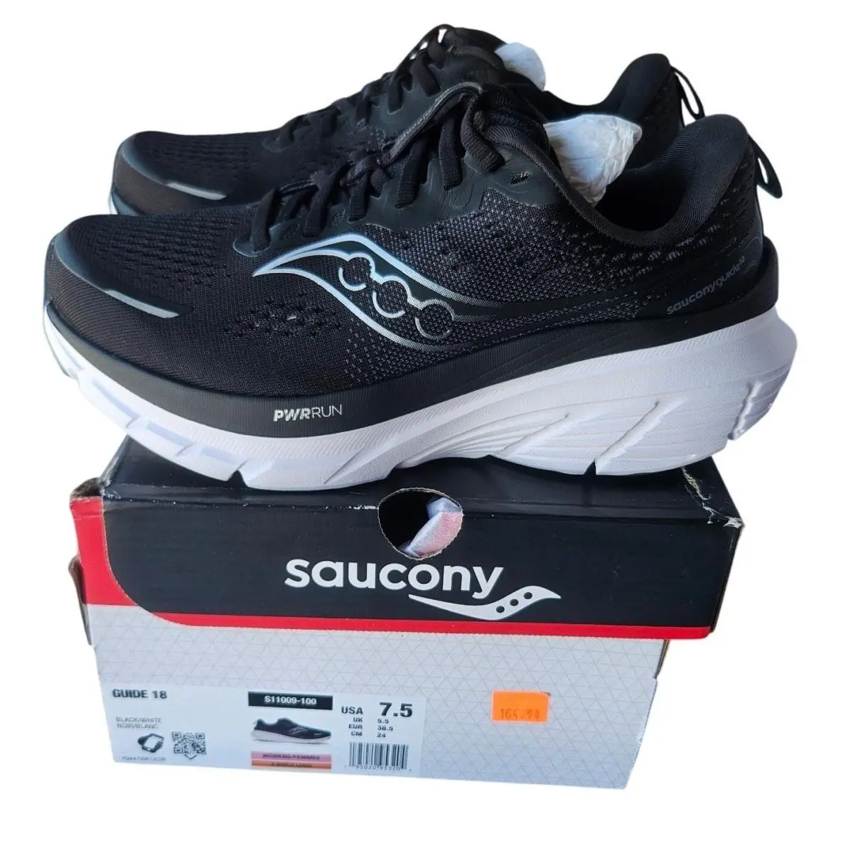 Saucony Guide 18 Womens Running Black White S11009-100 Size 7.5 X Wide - XL
