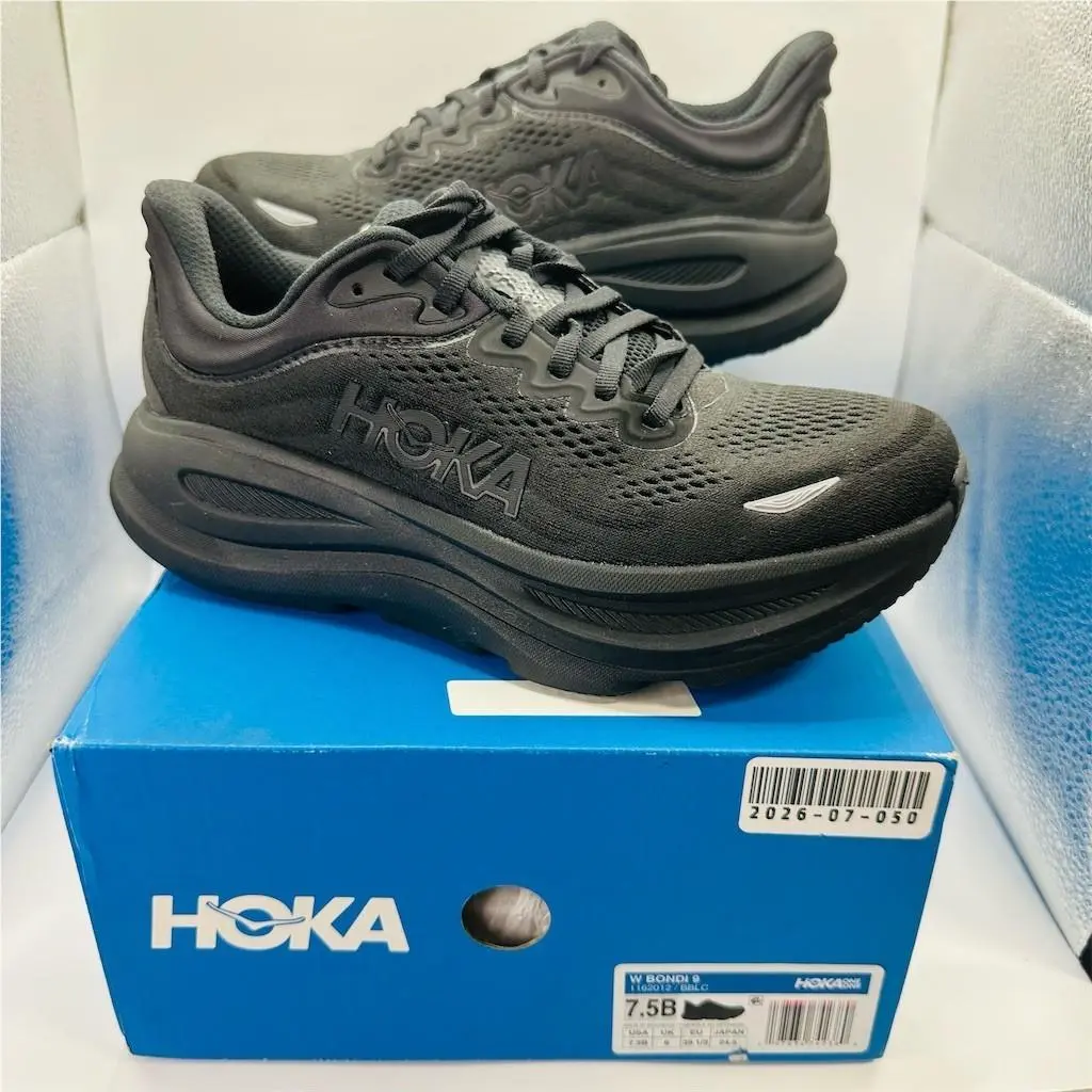 Hoka Bondi Women`s Running Shoes Black Lace Up Sneakers Size 7.5 B