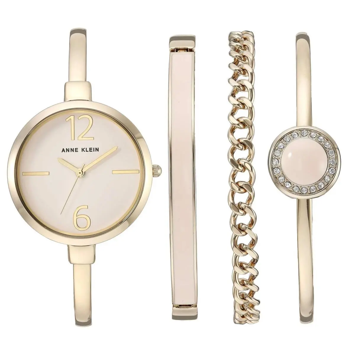 Anne Klein Womens AK/3290LPST Gold-tone Bangle Watch and Premium Crystal