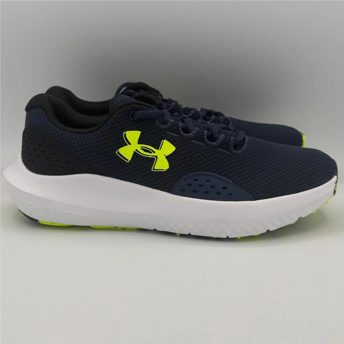 Under Armour Charged Surge 4 Shoes Mens Size 8 Navy Blue Neon Yellow 3027000 404