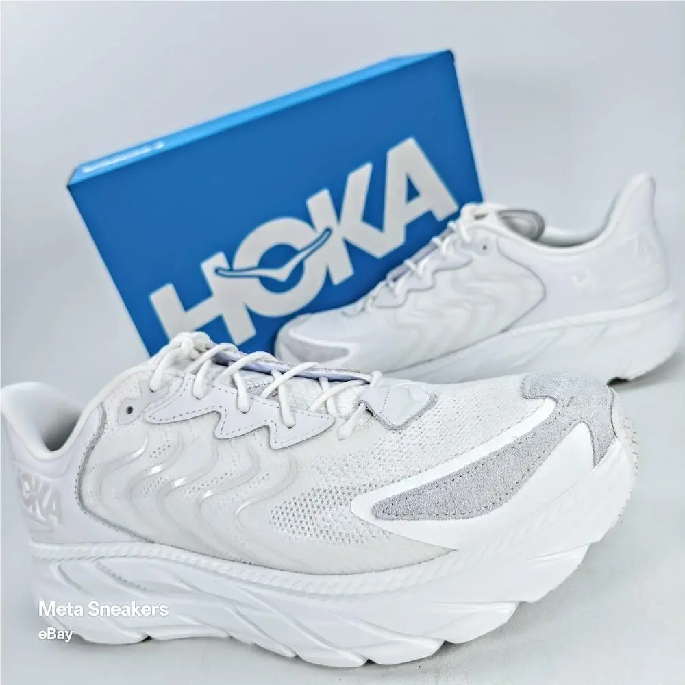 Hoka One One US 13 Men`s White Nimbus Cloud Running Comfort Rare Clifton LS
