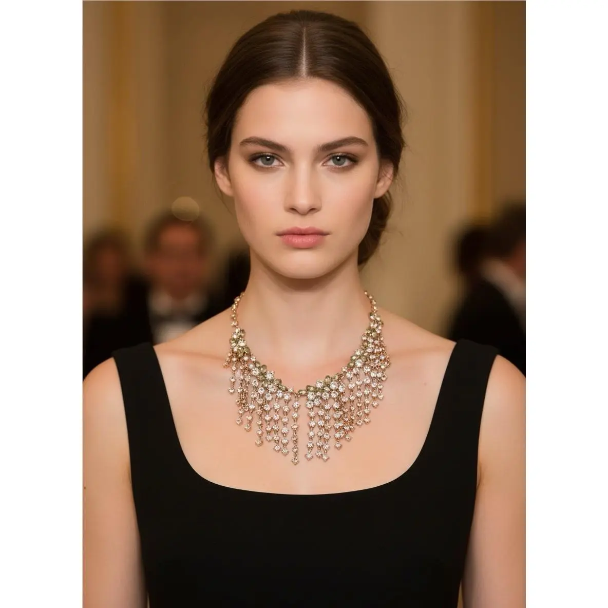 Stunning  Crystal Waterfall Statement Necklace Z1 by Givenchy