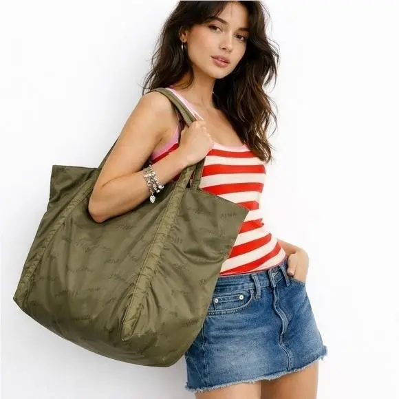 Victoria`s Secret Olive Large Packable Slouchy Nylon Tote Bag by Victoria's Secret