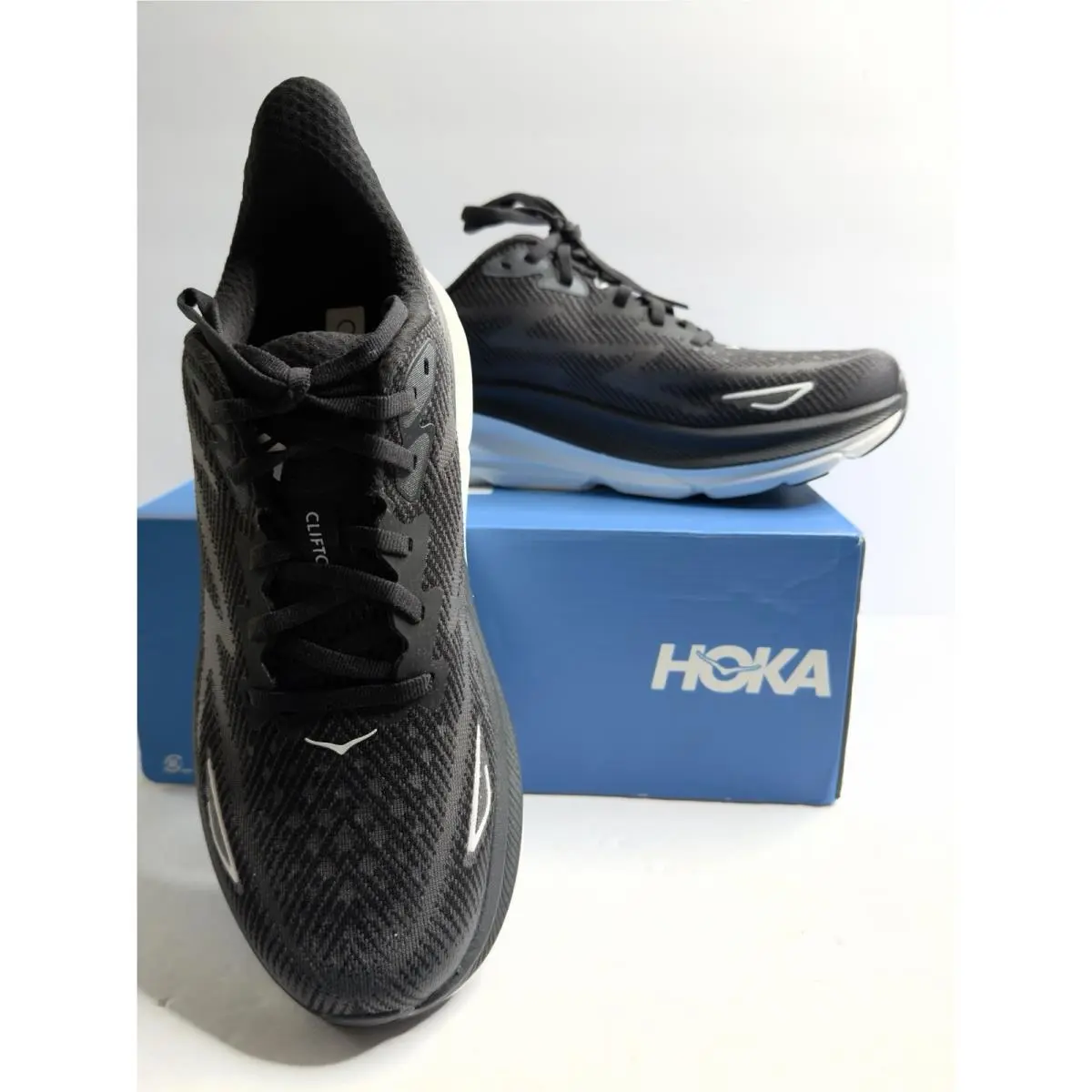 Hoka Clifton 9 Black/white Womens 9.5B Running Shoes 1127896