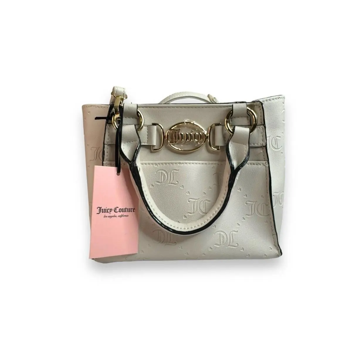 Juicy Couture Angel White Cream Deboss Mini Tote Satchel Shoulder Bag