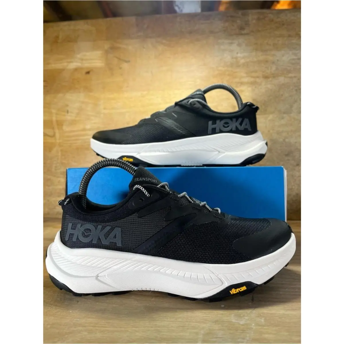 Hoka One One Transport Womens Sz 8 Wide Walking Running Shoes Sneakers Black