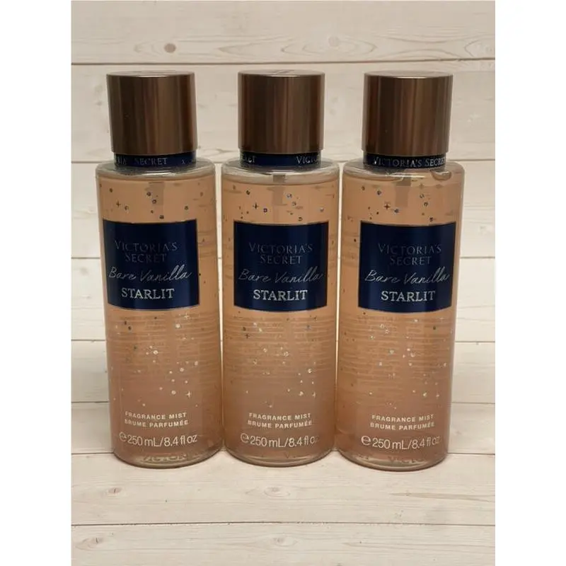 Victoria`s Secret Bare Vanilla Starlit Fragrance Mist 8.4oz x3